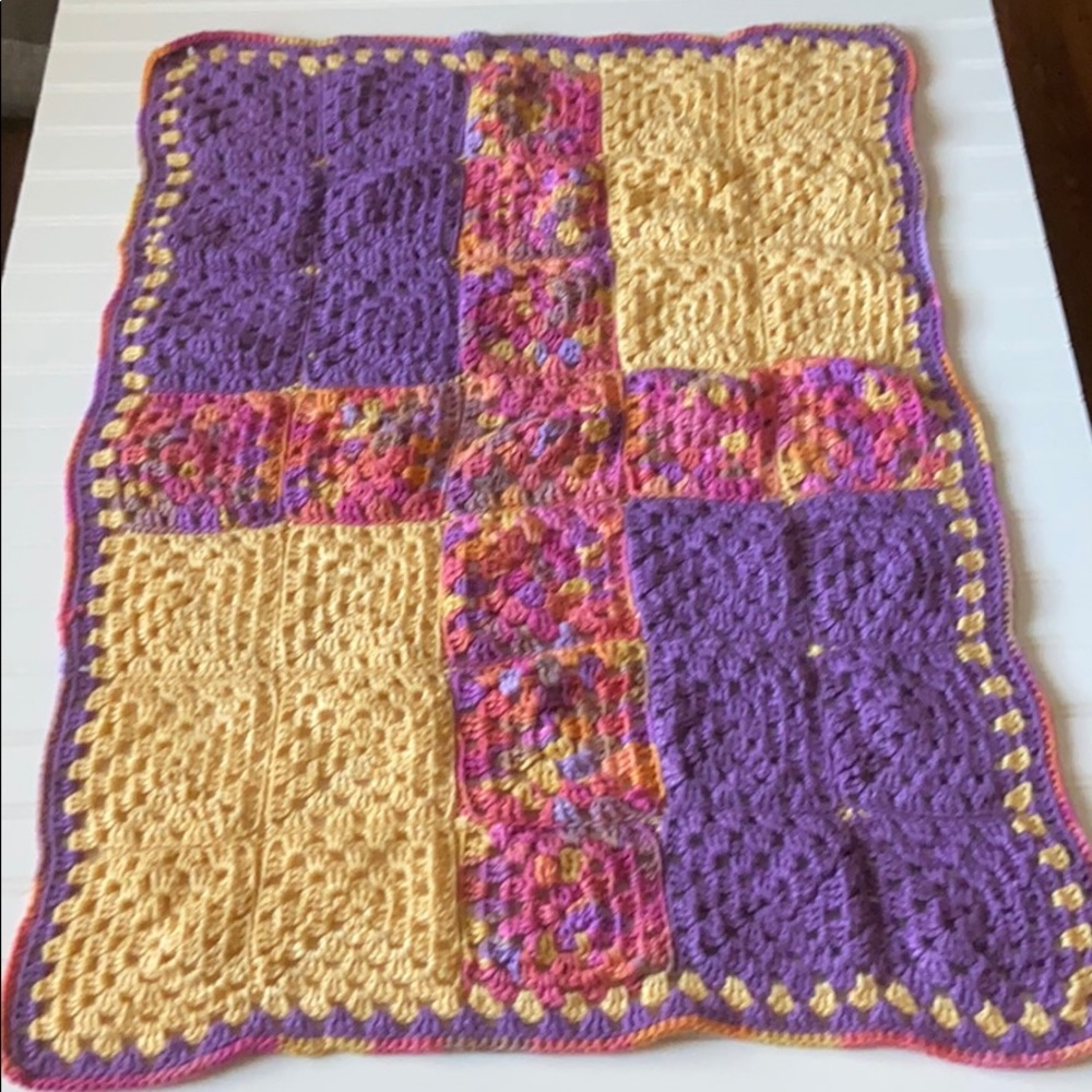 Baby Blanket Crochet Handmade Multicolor